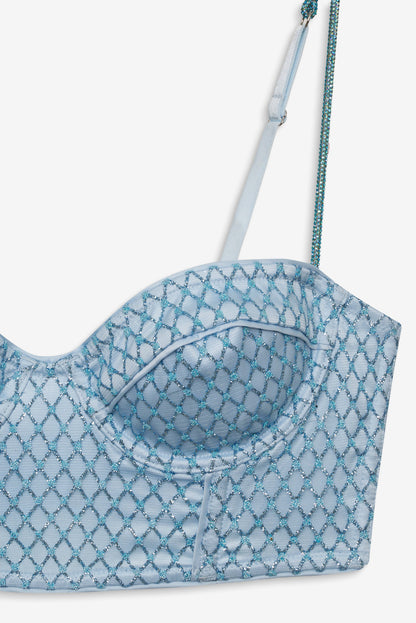 For Love and Lemons - Glitter Grid Bustier Top - Blue