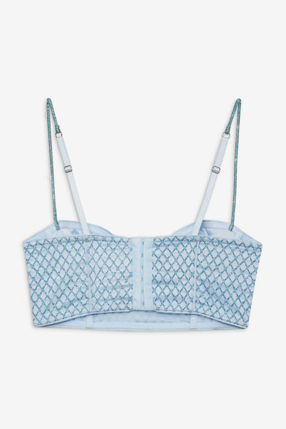 For Love and Lemons - Glitter Grid Bustier Top - Blue
