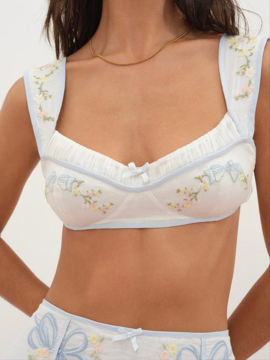 For Love and Lemons - Baby Bows Bra Top - White