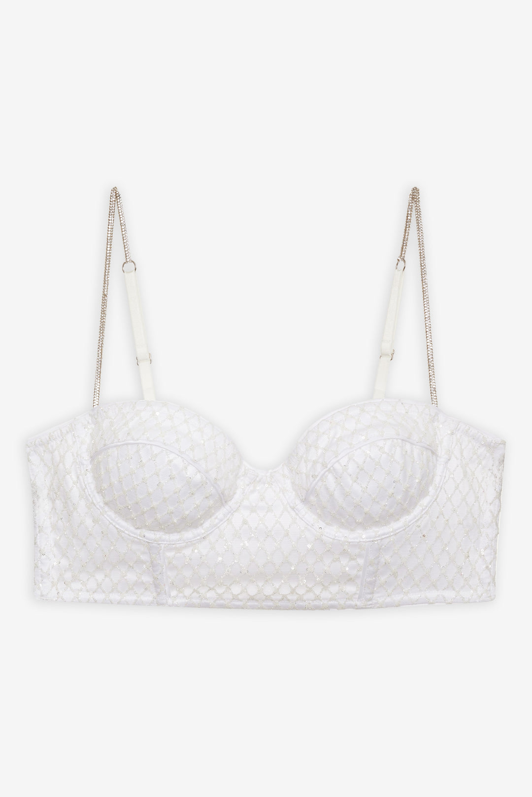 For Love and Lemons - Glitter Grid Bustier Top - White