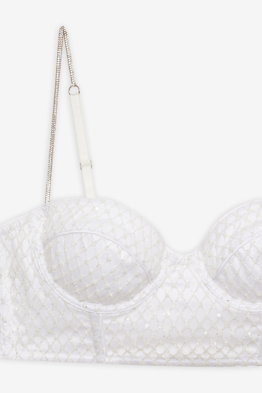 For Love and Lemons - Glitter Grid Bustier Top - White