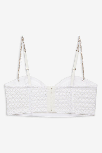 For Love and Lemons - Glitter Grid Bustier Top - White