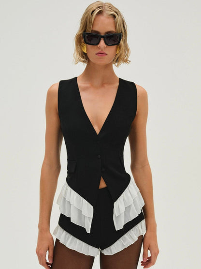 For Love and Lemons - Noemie Vest - Black
