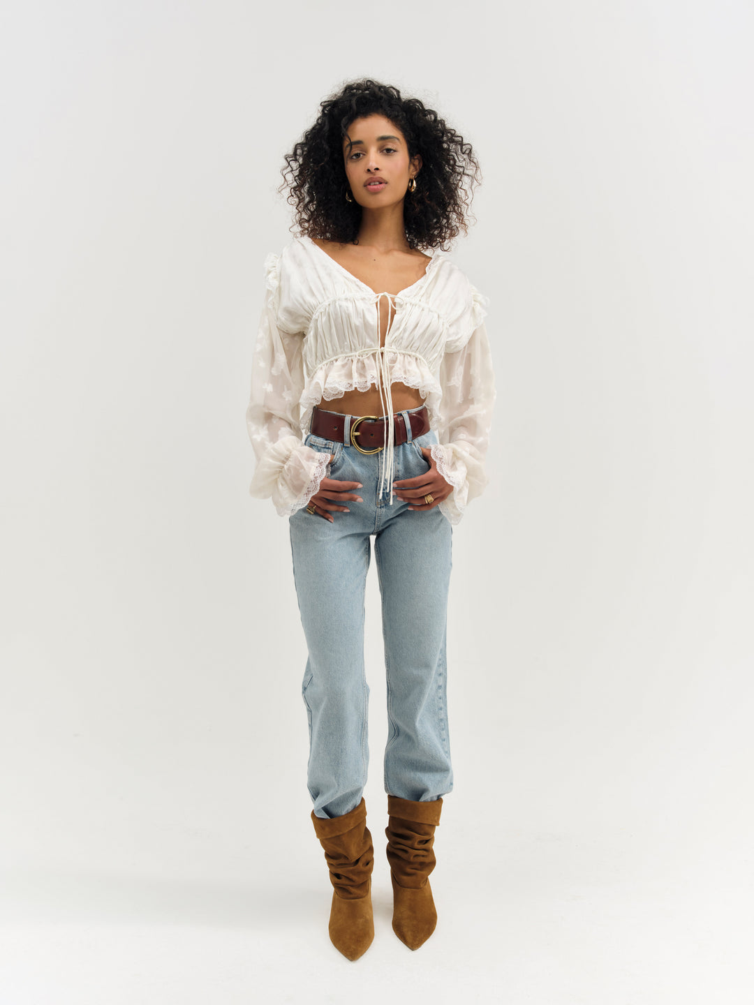 For Love and Lemons - Jeanne Jacquard Top - Cream