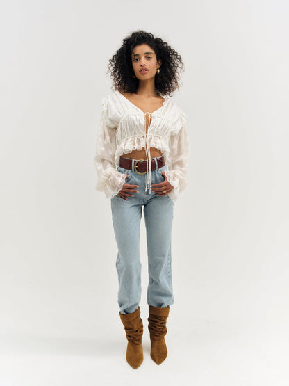 For Love and Lemons - Jeanne Jacquard Top - Cream