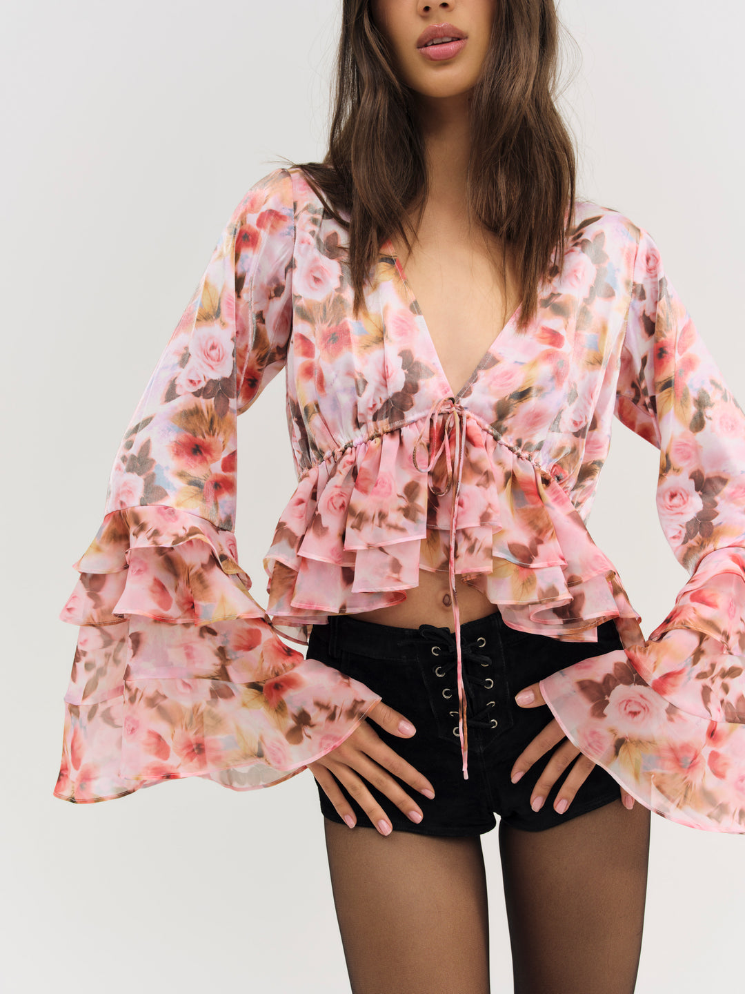 For Love and Lemons - Fallen Floral Top - Pink