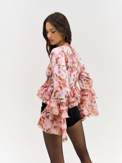 For Love and Lemons - Fallen Floral Top - Pink
