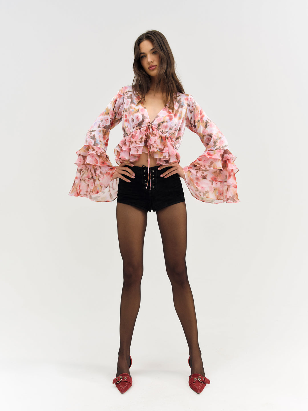For Love and Lemons - Fallen Floral Top - Pink
