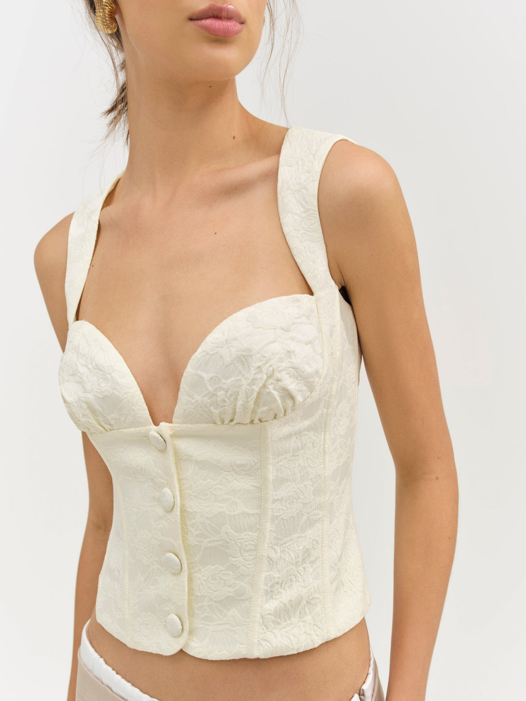 For Love and Lemons - Rosie Jacquard Top - Cream