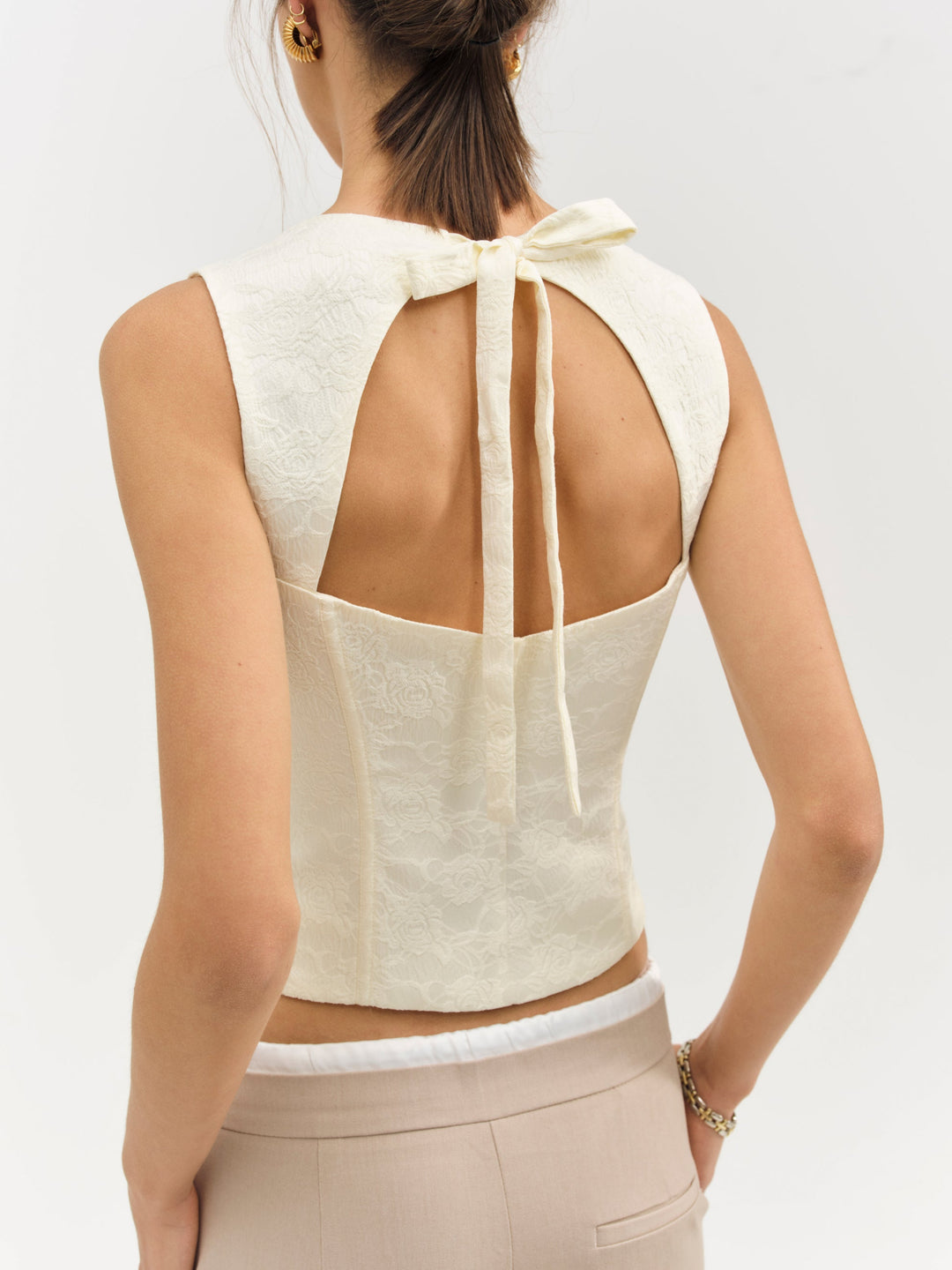 For Love and Lemons - Rosie Jacquard Top - Cream