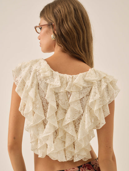 For Love and Lemons - Lucianna Lace Top - Cream