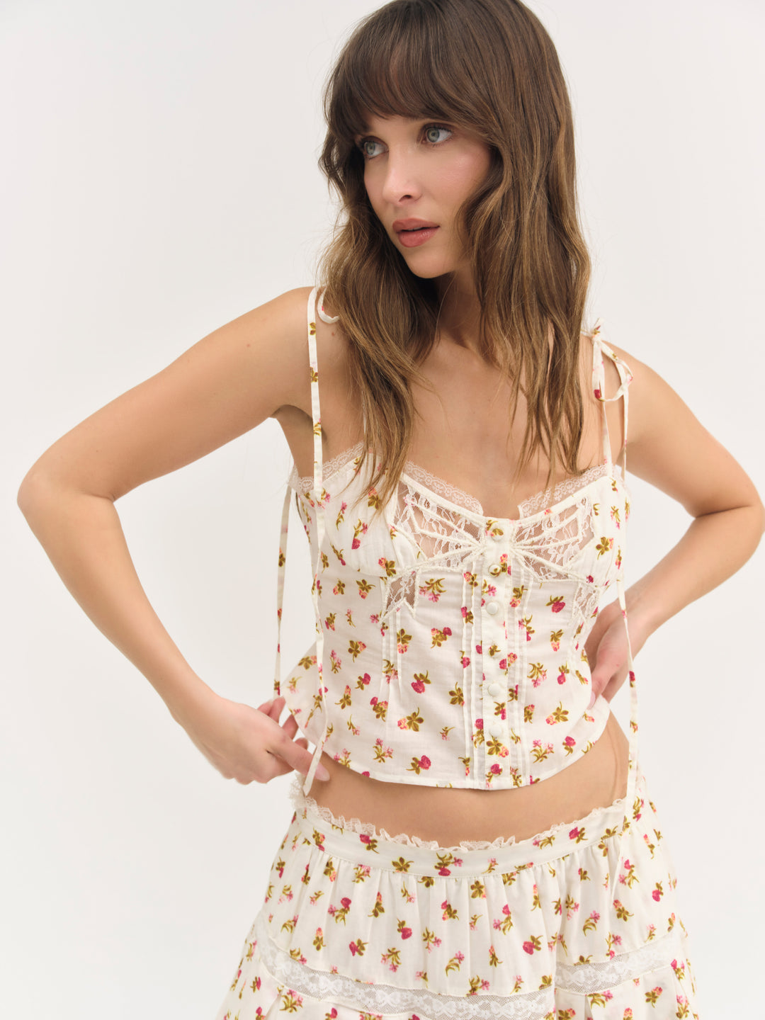 For Love and Lemons - Adahlia Floral Top - Cream