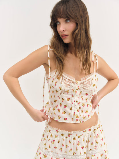 For Love and Lemons - Adahlia Floral Top - Cream