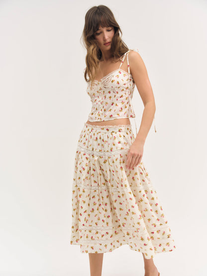 For Love and Lemons - Adahlia Floral Top - Cream