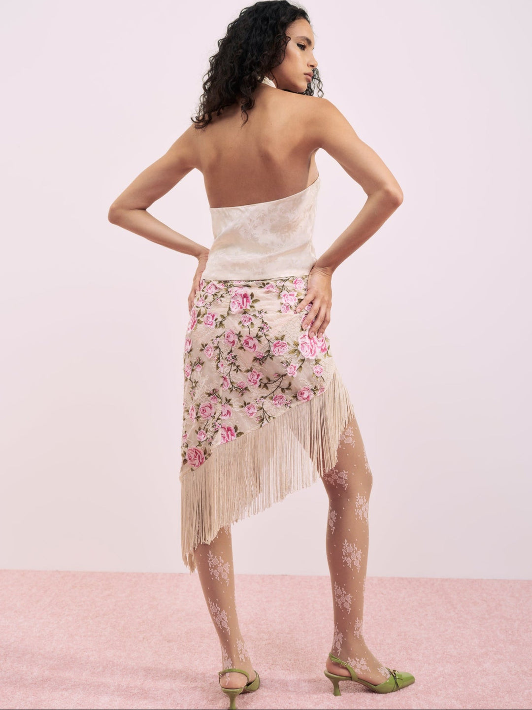 For Love and Lemons - Esme Silk Jacquard Top - Pink