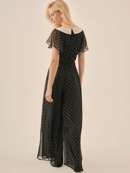 For Love and Lemons - Dottie Dot Pantsuit - Black