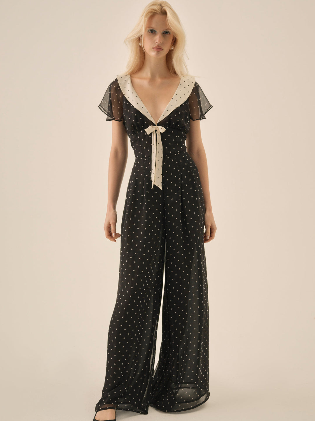 For Love and Lemons - Dottie Dot Pantsuit - Black