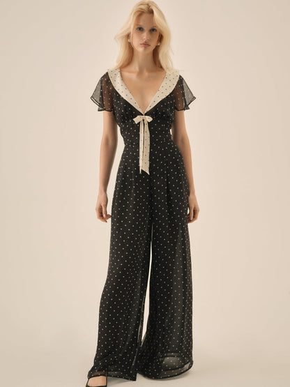 For Love and Lemons - Dottie Dot Pantsuit - Black