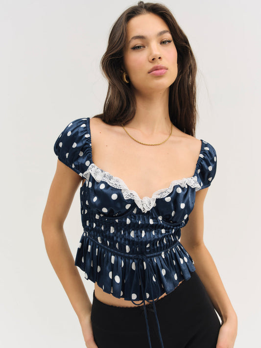 For Love and Lemons - Holland Top - Navy