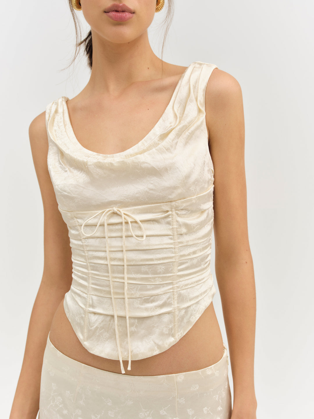 For Love and Lemons - Carla Jacquard Corset Top - Cream