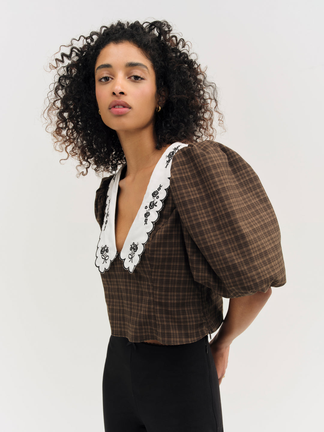 For Love and Lemons - University Plaid Top - Brown