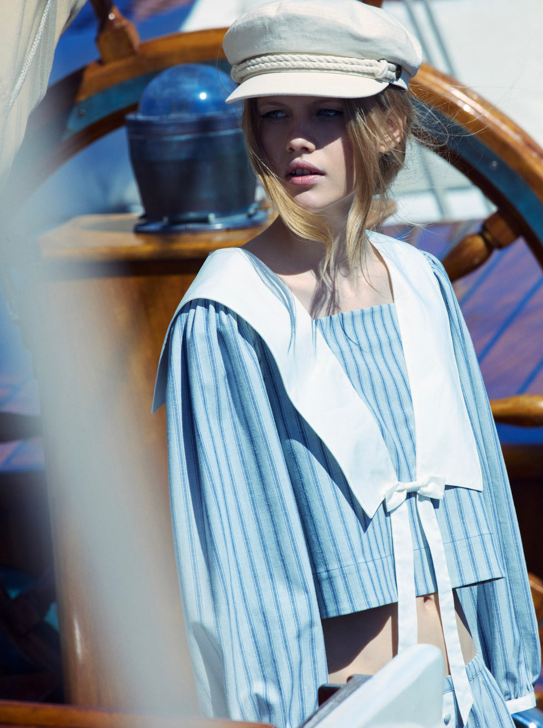 For Love and Lemons - Linen Stripe Top - Blue