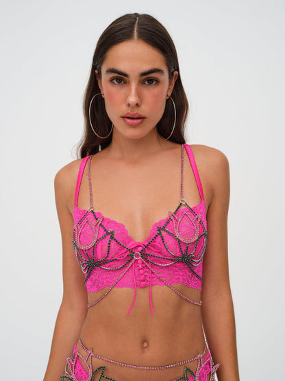For Love and Lemons - Tulip Rhinestone Bralette - Pink