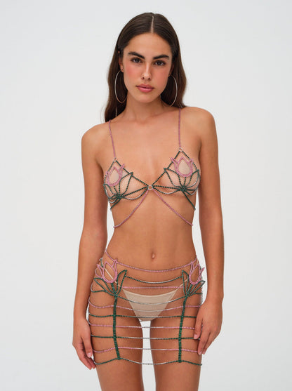 For Love and Lemons - Tulip Rhinestone Bralette - Pink