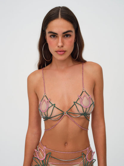 For Love and Lemons - Tulip Rhinestone Bralette - Pink