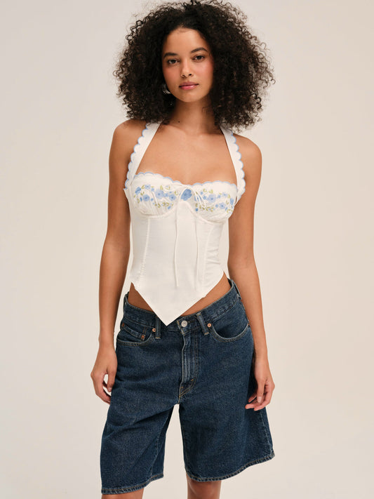For Love and Lemons - Tea Time Poplin Bustier - White