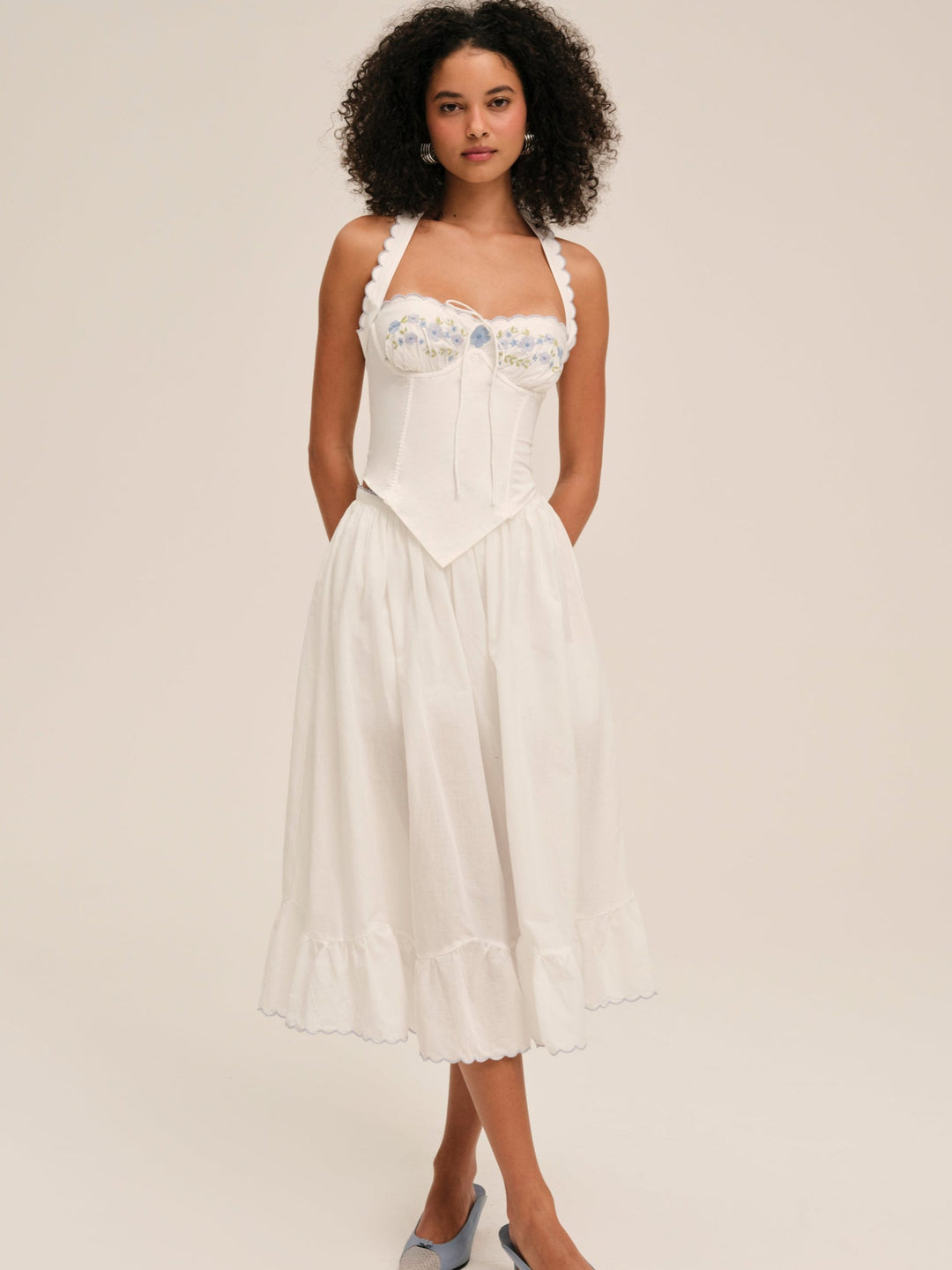 For Love and Lemons - Tea Time Poplin Bustier - White