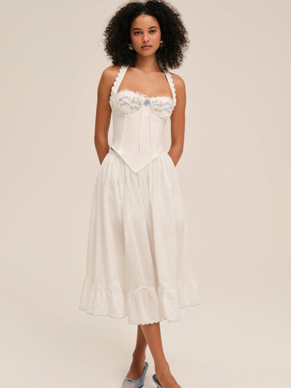 For Love and Lemons - Tea Time Poplin Bustier - White