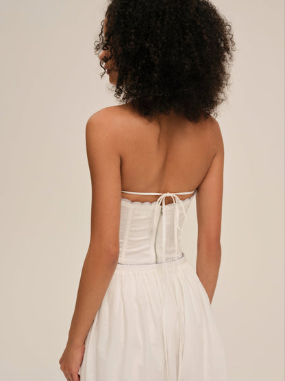 For Love and Lemons - Tea Time Poplin Bustier - White