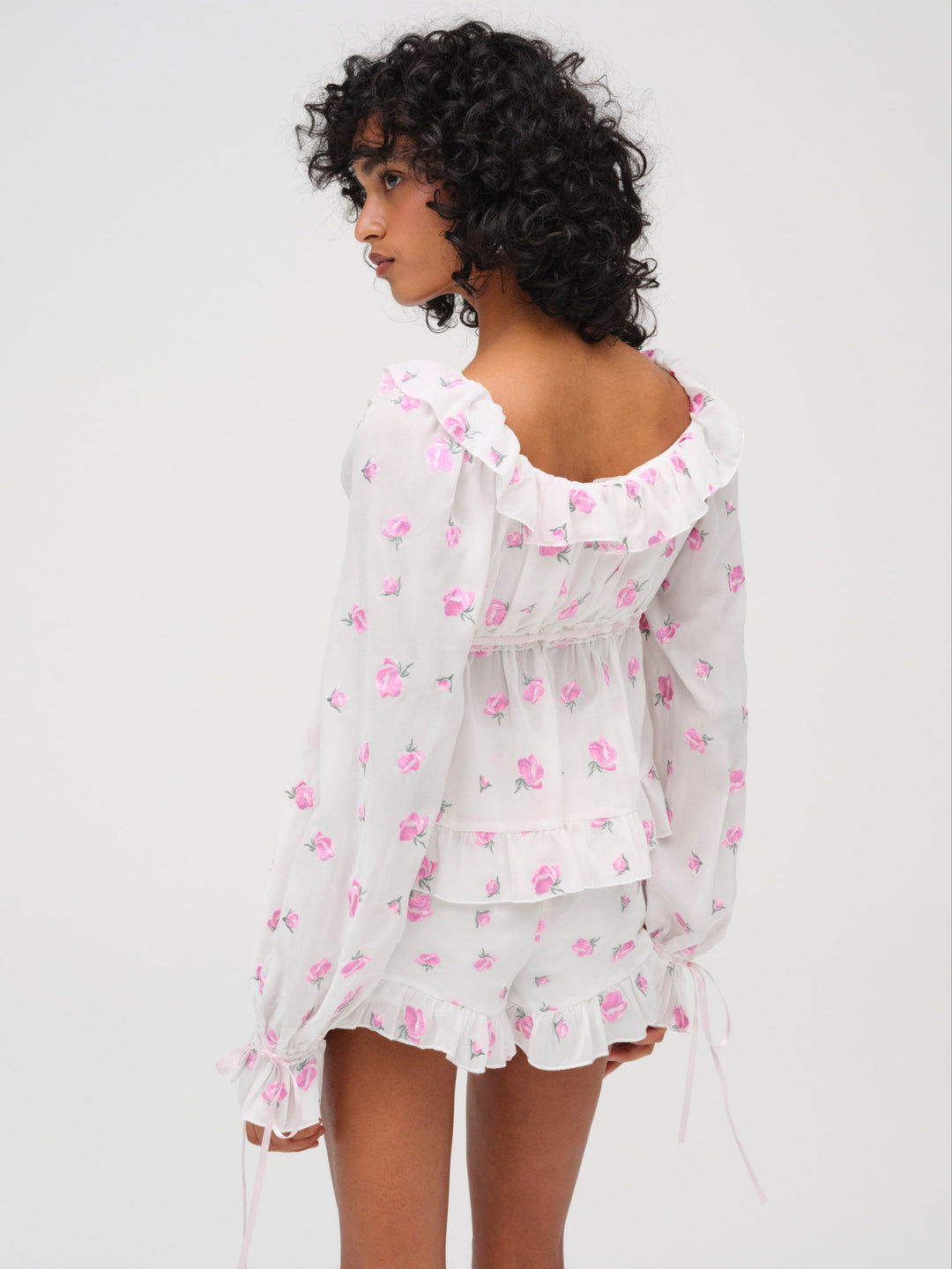 For Love and Lemons - Fiona Floral Top - White