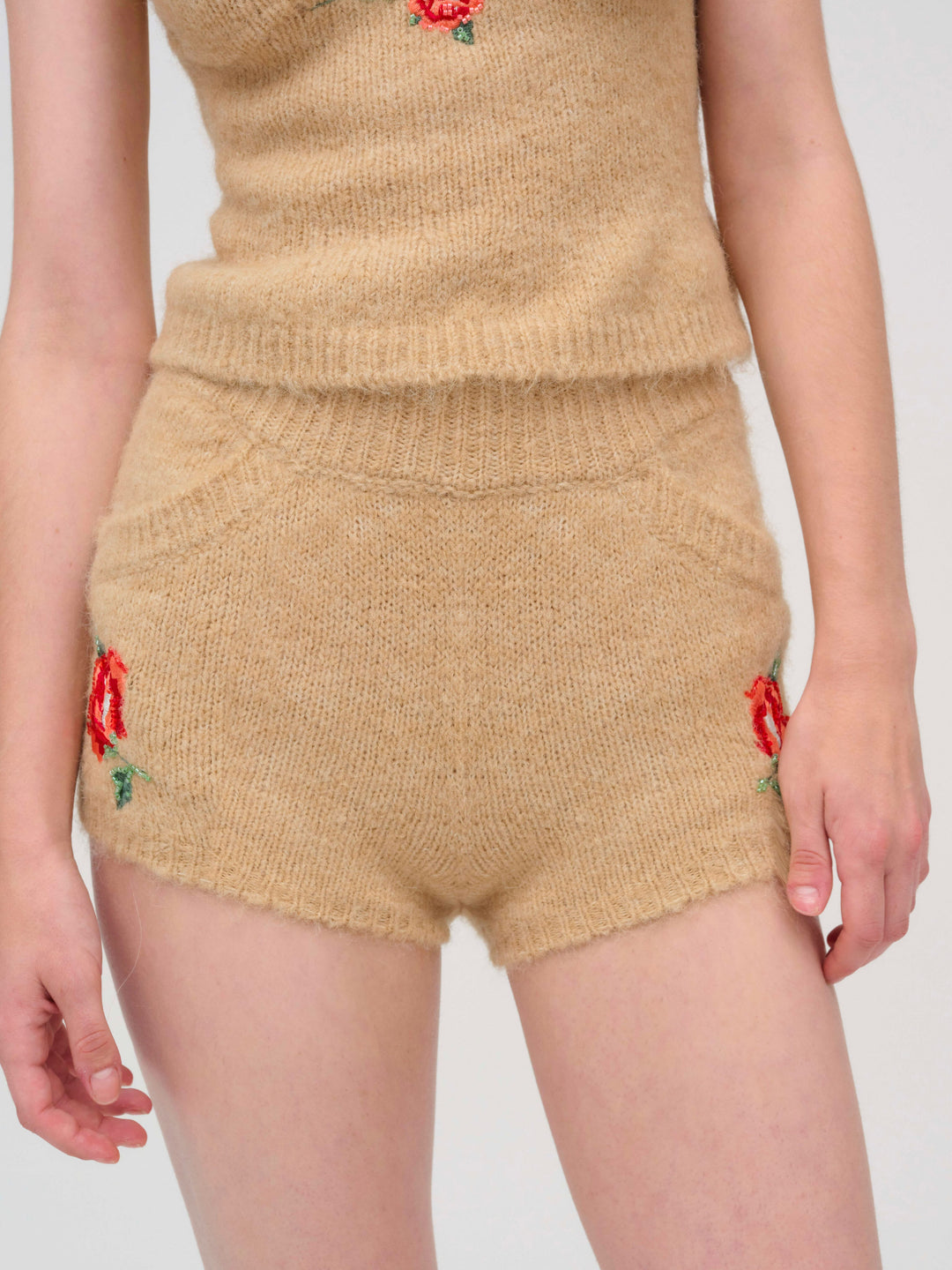 For Love and Lemons - Grans Beaded Knit Short - Tan