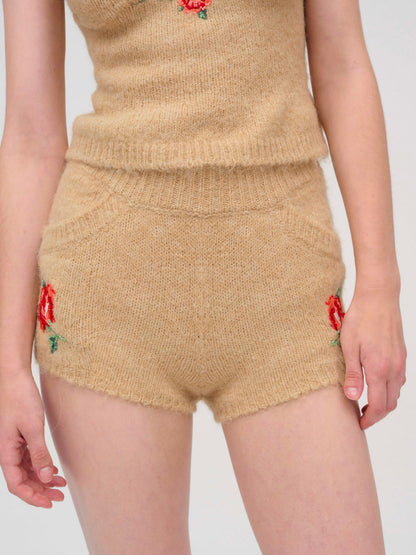 For Love and Lemons - Grans Beaded Knit Short - Tan