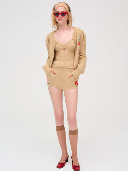 For Love and Lemons - Grans Beaded Knit Short - Tan