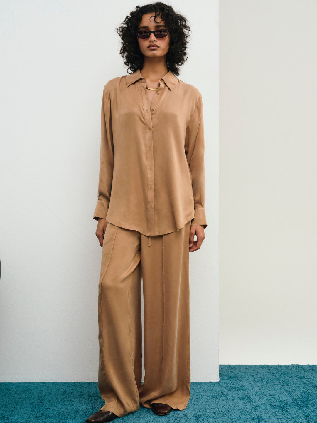 For Love and Lemons - Clarabell Button Down Shirt - CAMEL