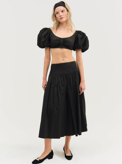 For Love and Lemons - Helena Crop Poplin Top - Black