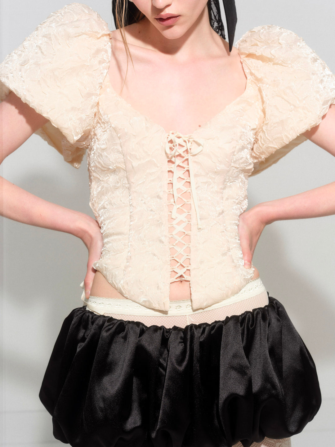 For Love and Lemons - Frosted Organza Top - Cream