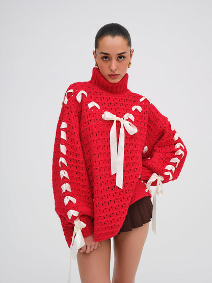 For Love and Lemons - Liberty Oversized Sweater - Red