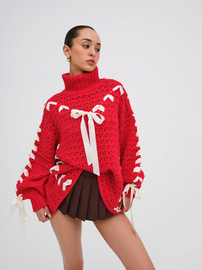 For Love and Lemons - Liberty Oversized Sweater - Red