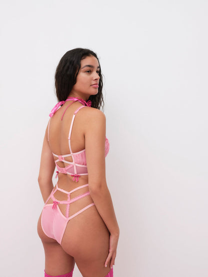 For Love and Lemons - Needle Point Roses Bustier - Pink