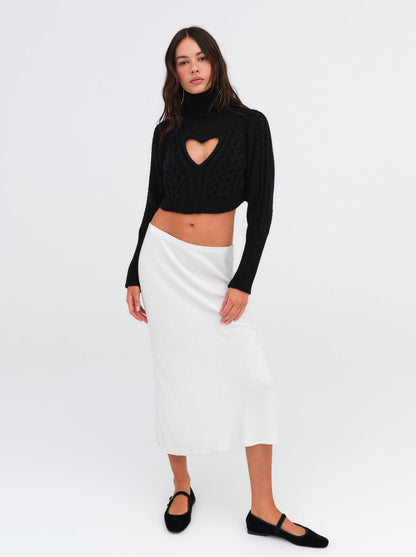 For Love and Lemons - Vera Cropped Cut Out Sweater - Black