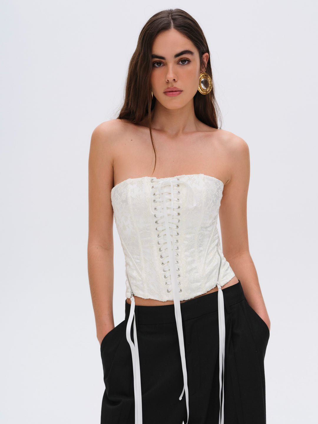 For Love and Lemons - Lilibet Corset Top - White