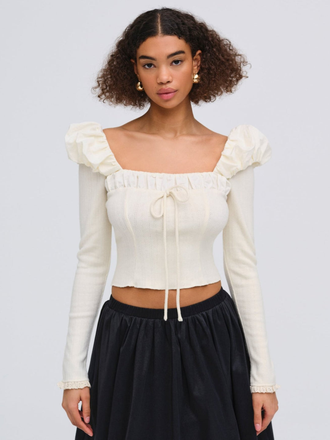 For Love and Lemons - Aliyah Pointelle Top - Cream