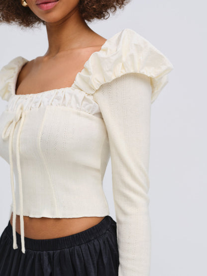 For Love and Lemons - Aliyah Pointelle Top - Cream