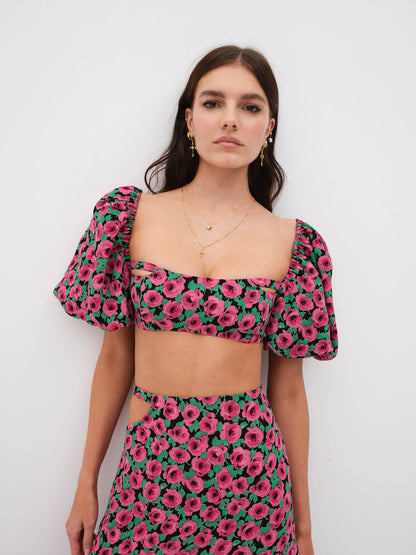 For Love and Lemons - Dolcetto Crop Top - Red