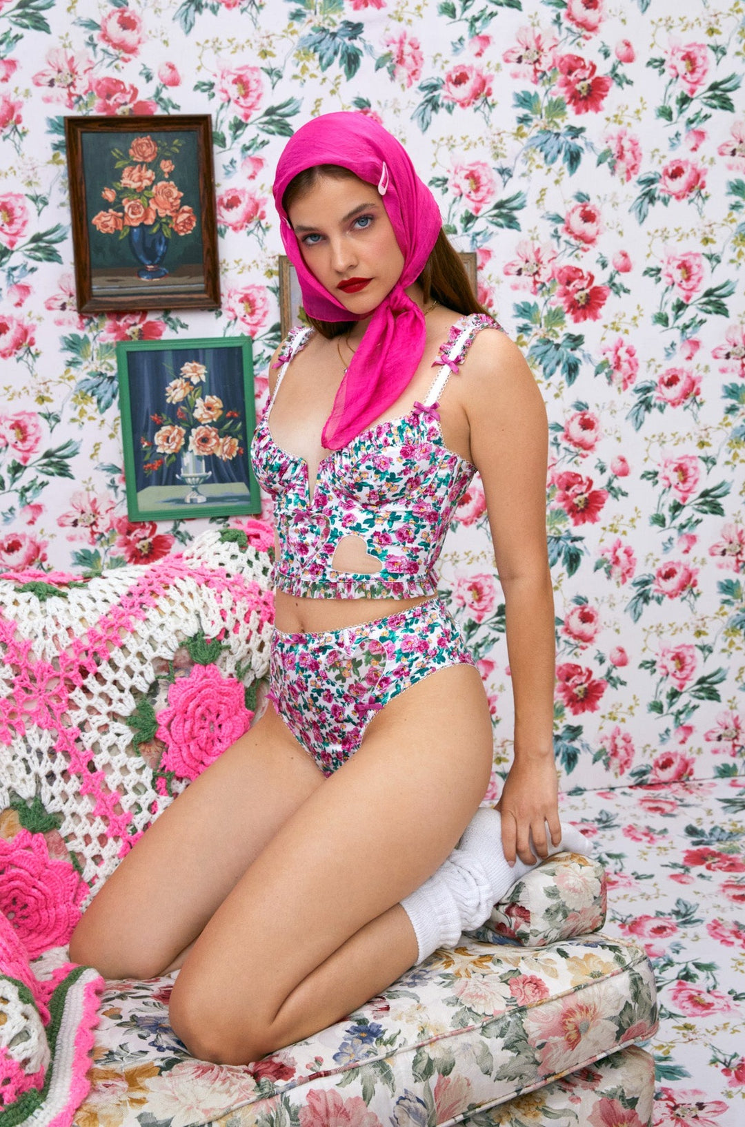 For Love and Lemons - Heart Bloom Bustier - Pink