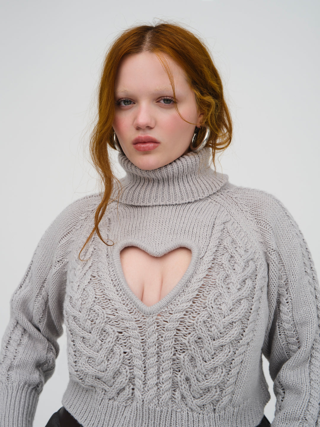 For Love and Lemons - Vera Cropped Cut Out Sweater - Grey